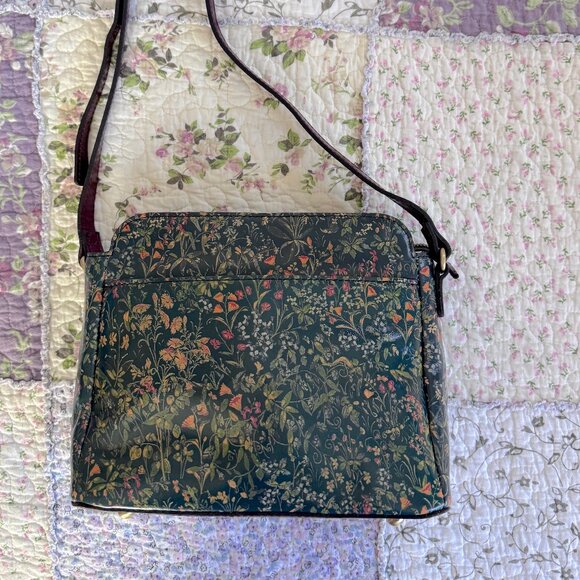 Patricia Nash - Ithaca Leather Dark Blue Green Crossbody Purse Tuscan Fields - Picture 1 of 12